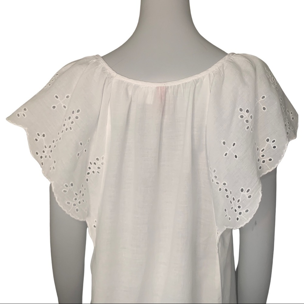 H&M Divided Eyelet Broderie Flutter Sleeve Top 100% Cotton Lightweight Size 8 - Picture 12 of 15